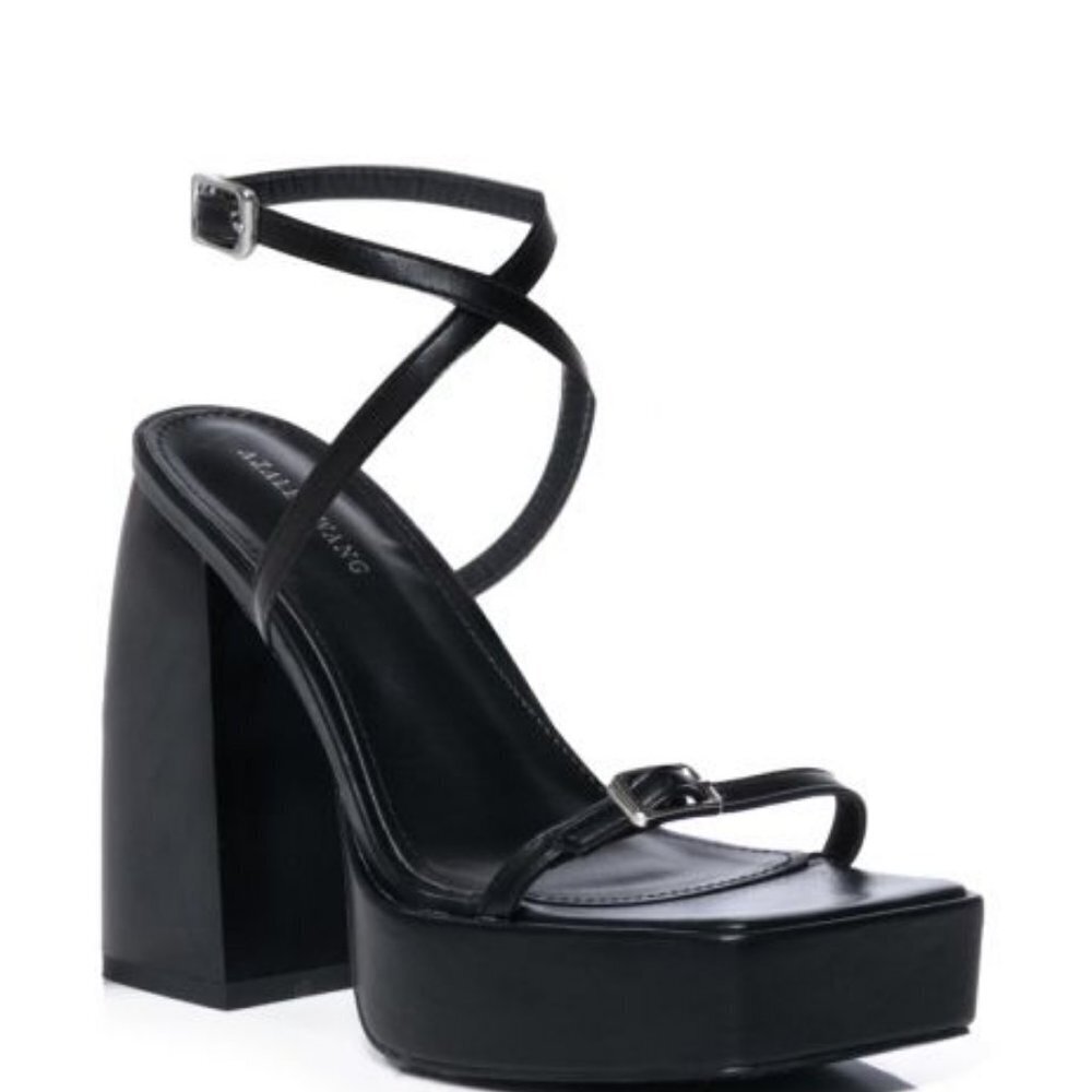 AZALEA WANG " READILY STRAPPED " 2 IN 1 STRAPPY SANDAL IN BLACK ( BRAND NEW !!!! - Picture 8 of 10
